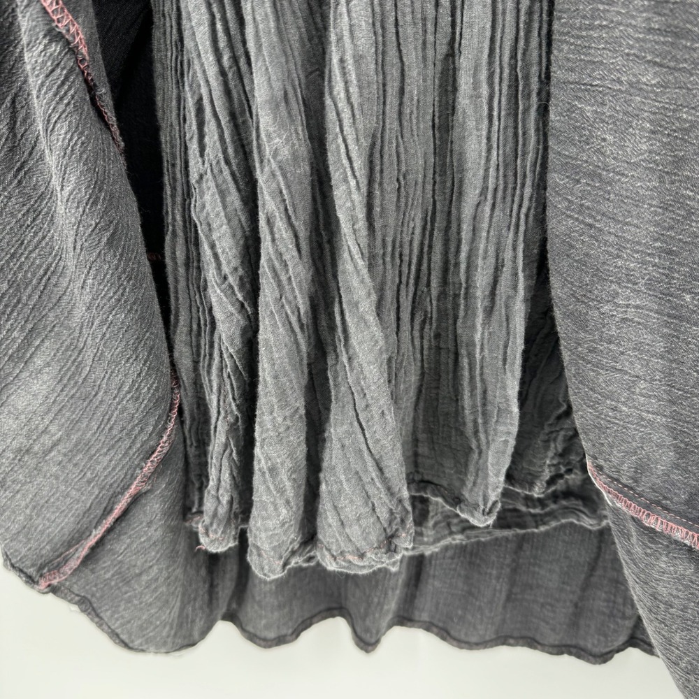 Kings Road XL Washed Gray Crochet Lace Boho Babydoll Tiered Rayon Dress Long Slv - Picture 7 of 15
